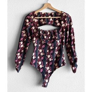 Free People Floral Bodysuit